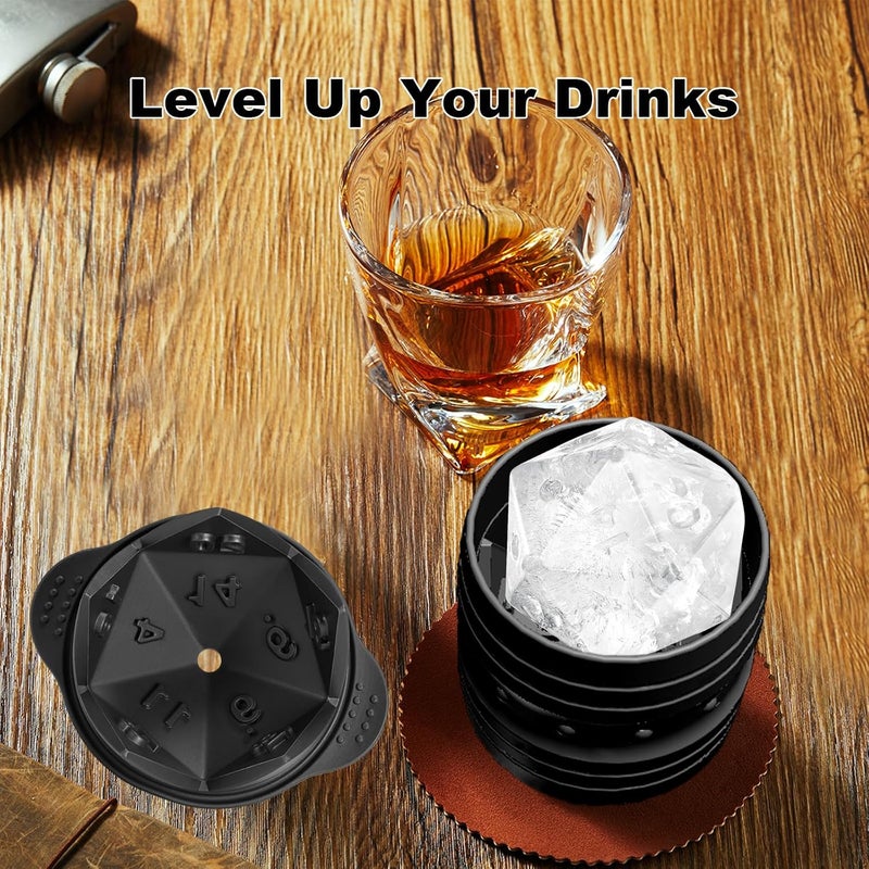 TPPICK D20 Dice Ice Mold, DND Gamer Gifts for Men Women, Cool Christmas Stocking Stuffers Ideas for Adults TRGP Lover, Large Silicone D&D Accessories Ice Cube Tray for Cocktails,Bourbon,Whiskey,Game - Image 4
